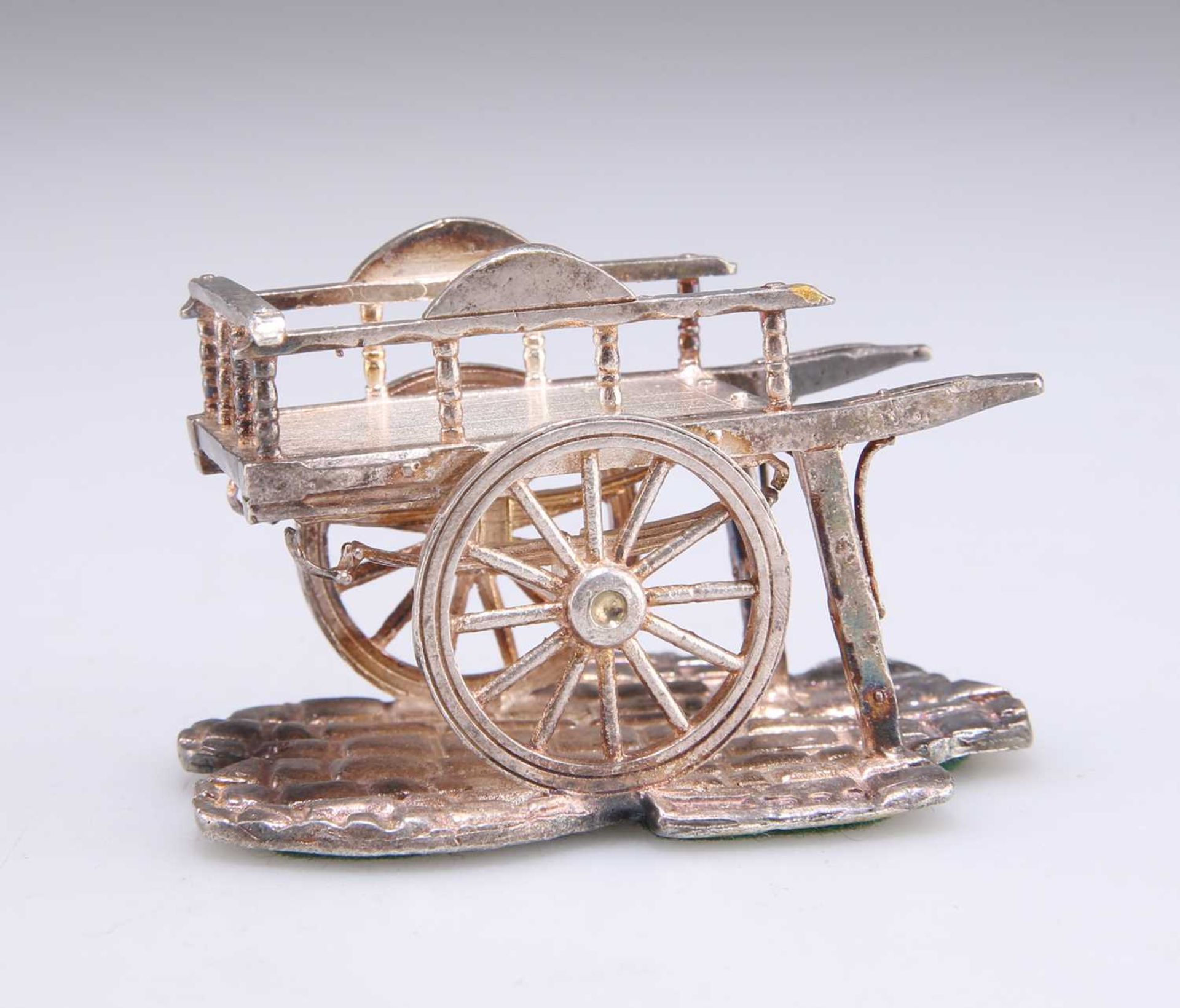 AN ELIZABETH II SILVER MODEL OF A COSTERMONGER'S BARROW