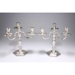 A PAIR OF GEORGIAN-STYLE CAST SILVER CANDELABRA