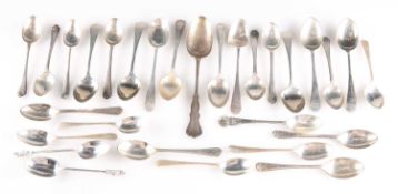 A GROUP OF ASSORTED SILVER AND SILVER-PLATE TEASPOONS, GEORGE III AND LATER