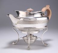 A GEORGE III SILVER TEAPOT ON STAND