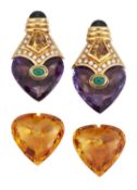 IN THE MANNER OF MARINA B - A PAIR OF ADAPTABLE GEMSTONE AND DIAMOND EARRINGS
