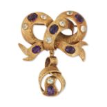 A MID-19TH CENTURY AMETHYST AND CHRYSOBERYL BROOCH