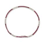 AN EARLY 20TH CENTURY RUBY AND DIAMOND LINE BRACELET