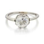 A SOLITAIRE OLD-CUT DIAMOND RING