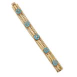 A MID-19TH CENTURY TURQUOISE AND DIAMOND BRACELET