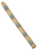 A MID-19TH CENTURY TURQUOISE AND DIAMOND BRACELET