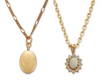 TWO 9 CARAT GOLD PENDANTS ON CHAINS