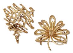 TWO 9 CARAT GOLD BROOCHES