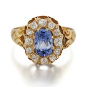 A LATE VICTORIAN SAPPHIRE AND DIAMOND CLUSTER RING