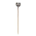 A DIAMOND FOX HEAD STICKPIN