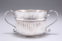 A QUEEN ANNE PROVINCIAL BRITANNIA STANDARD SILVER PORRINGER