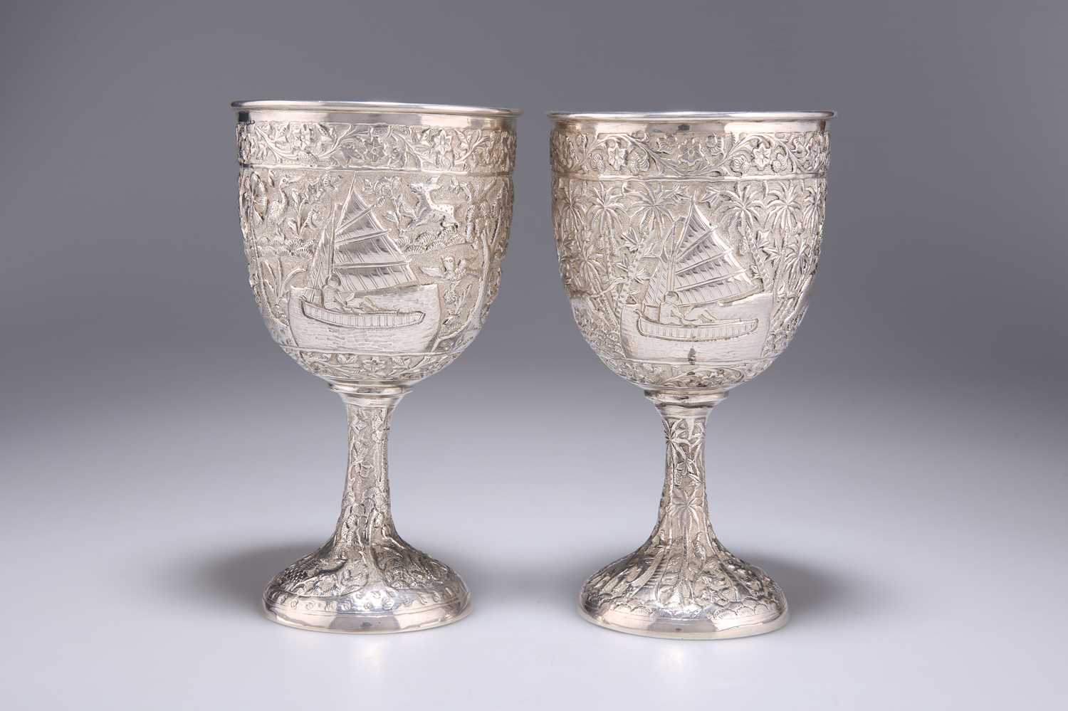 A PAIR OF INDIAN SILVER GOBLETS, 19TH CENTURY - Image 2 of 3