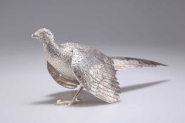 A CONTINENTAL SILVER MODEL OF A HEN PHEASANT, MID-20TH CENTURY