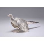 A CONTINENTAL SILVER MODEL OF A HEN PHEASANT, MID-20TH CENTURY