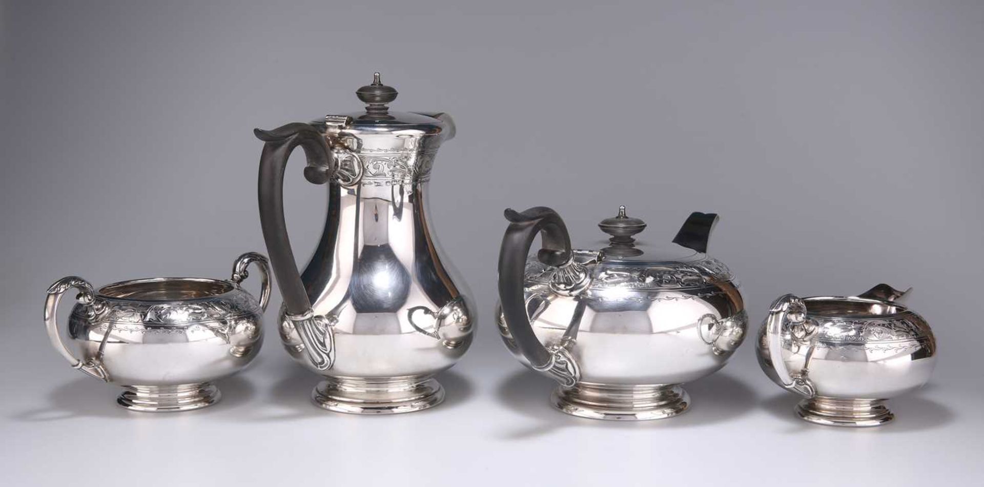 A GEORGE VI SILVER FOUR-PIECE TEA SERVICE - Image 2 of 3