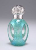 A GEORGE V SILVER-TOPPED IRIDESCENT GLASS SCENT BOTTLE