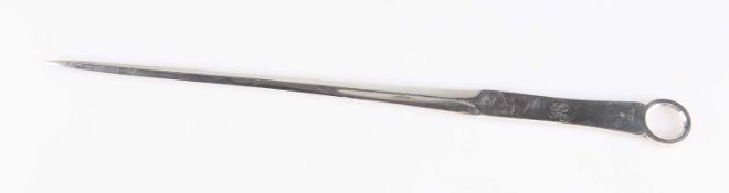 A VICTORIAN SILVER MEAT SKEWER