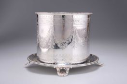 A VICTORIAN SILVER-PLATED BISCUIT BOX