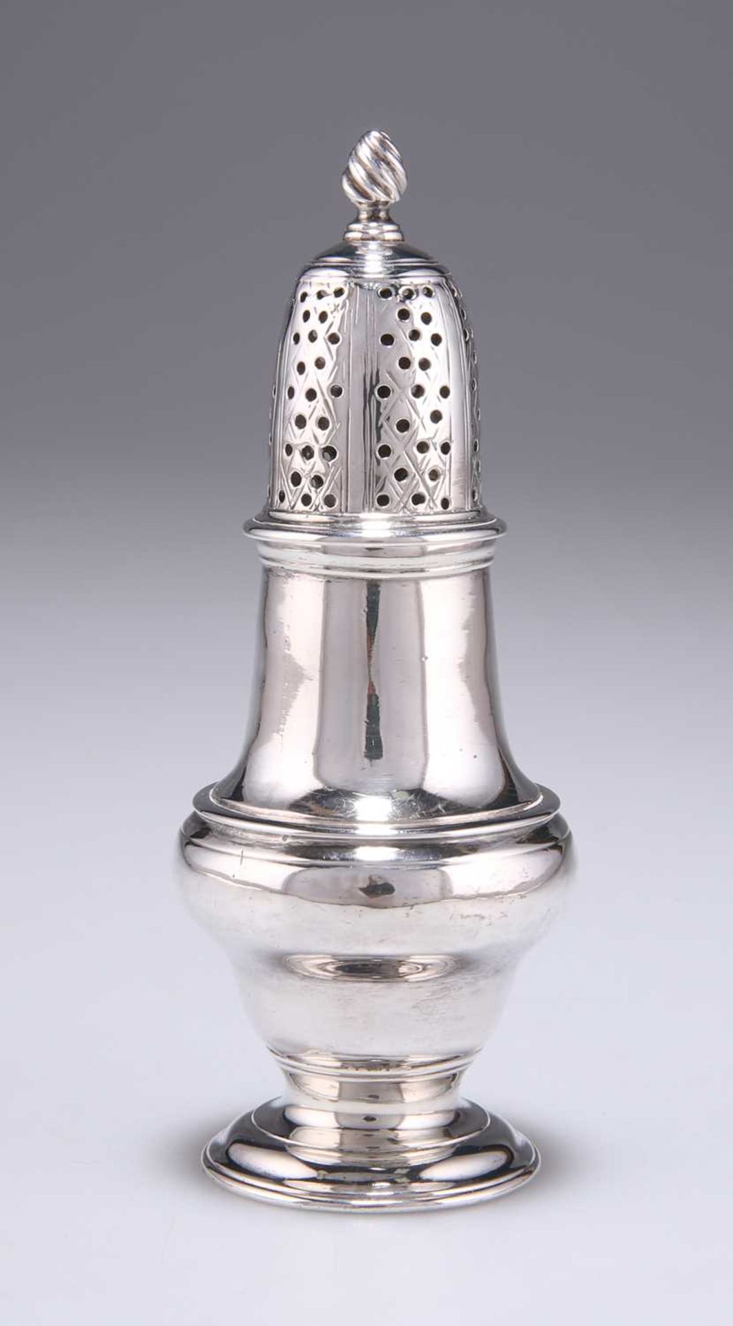 A GEORGE III SILVER SUGAR CASTER