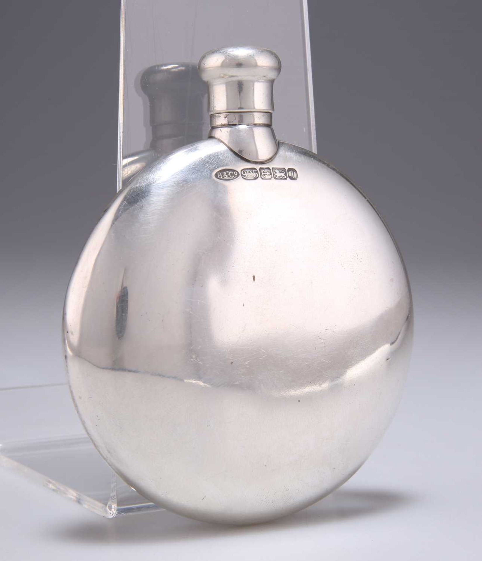 AN ELIZABETH II SILVER FLASK