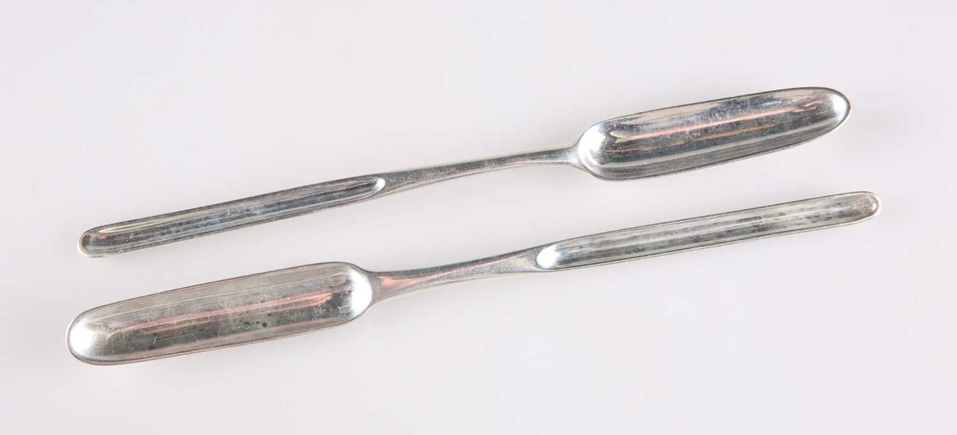 TWO GEORGE III SILVER MARROW SCOOPS