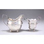 A GEORGE III SILVER CREAM JUG, AND AN EDWARDIAN SILVER CREAM JUG