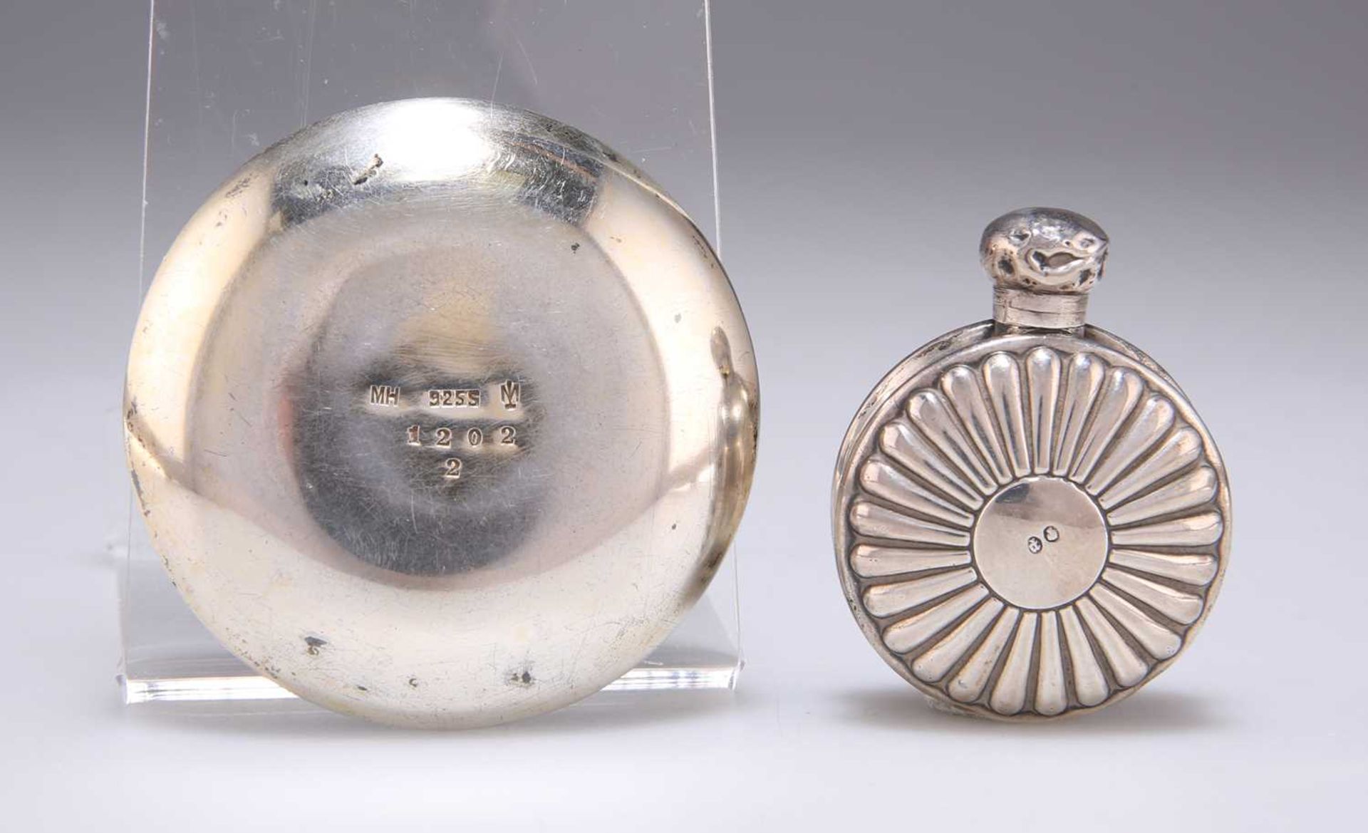 A VICTORIAN SILVER SCENT FLASK, AND A NORWEGIAN SILVER-GILT AND ENAMEL PIN DISH - Image 2 of 2