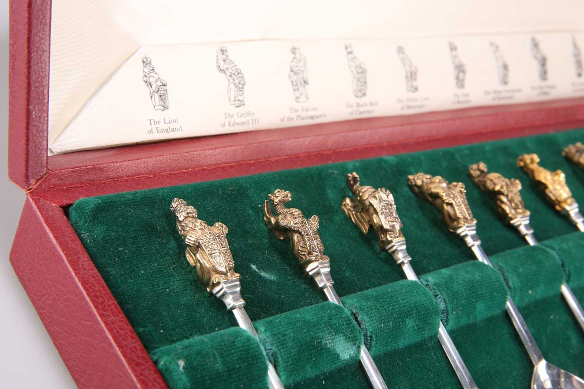 ROYAL INTEREST: A SET OF TEN ELIZABETH II SILVER AND PARCEL-GILT SPOONS, "THE QUEEN'S BEASTS" - Bild 2 aus 5