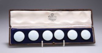 A SET OF SIX NORWEGIAN SILVER AND GUILLOCHÉ ENAMEL BUTTONS