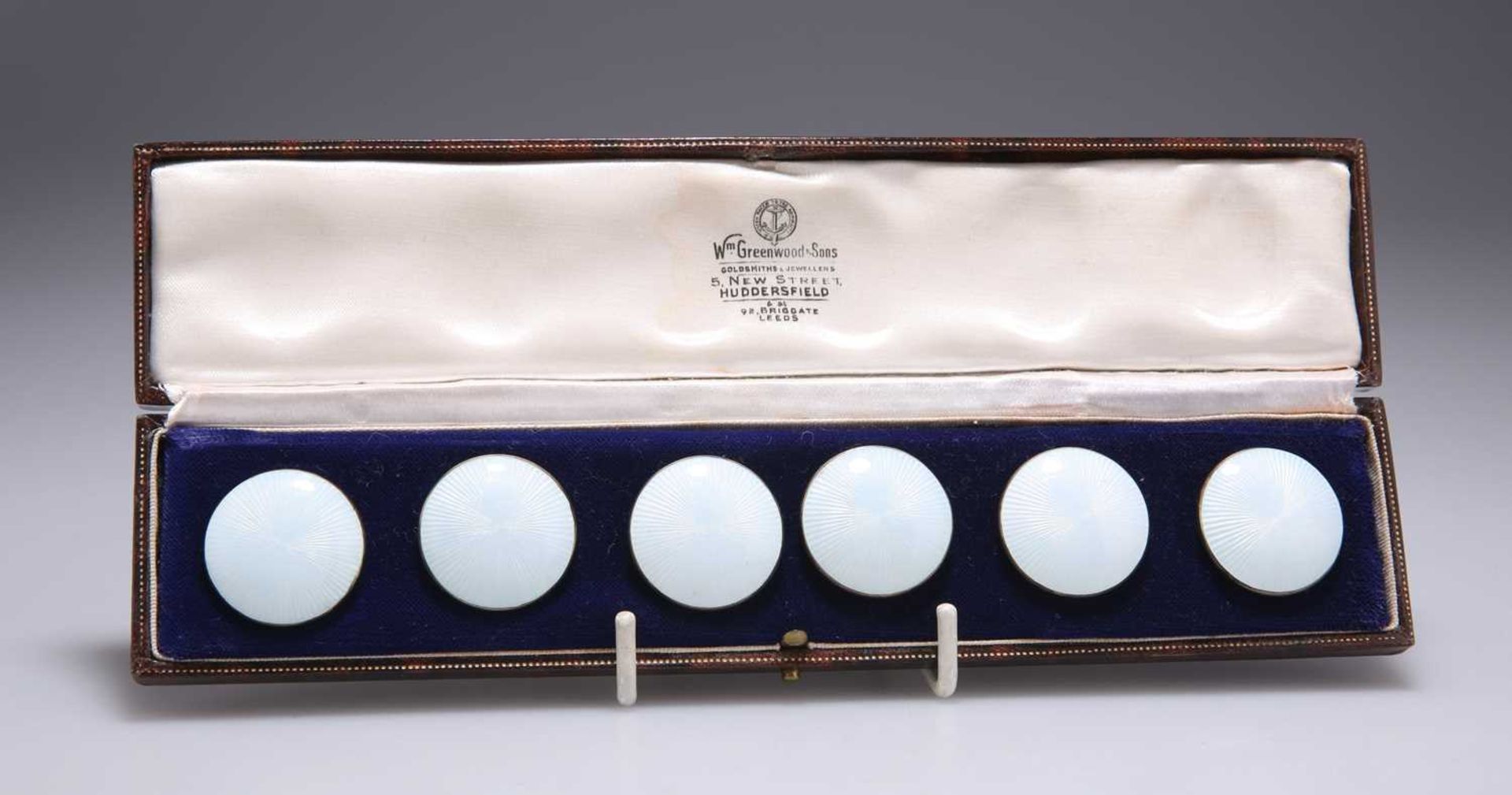 A SET OF SIX NORWEGIAN SILVER AND GUILLOCHÉ ENAMEL BUTTONS