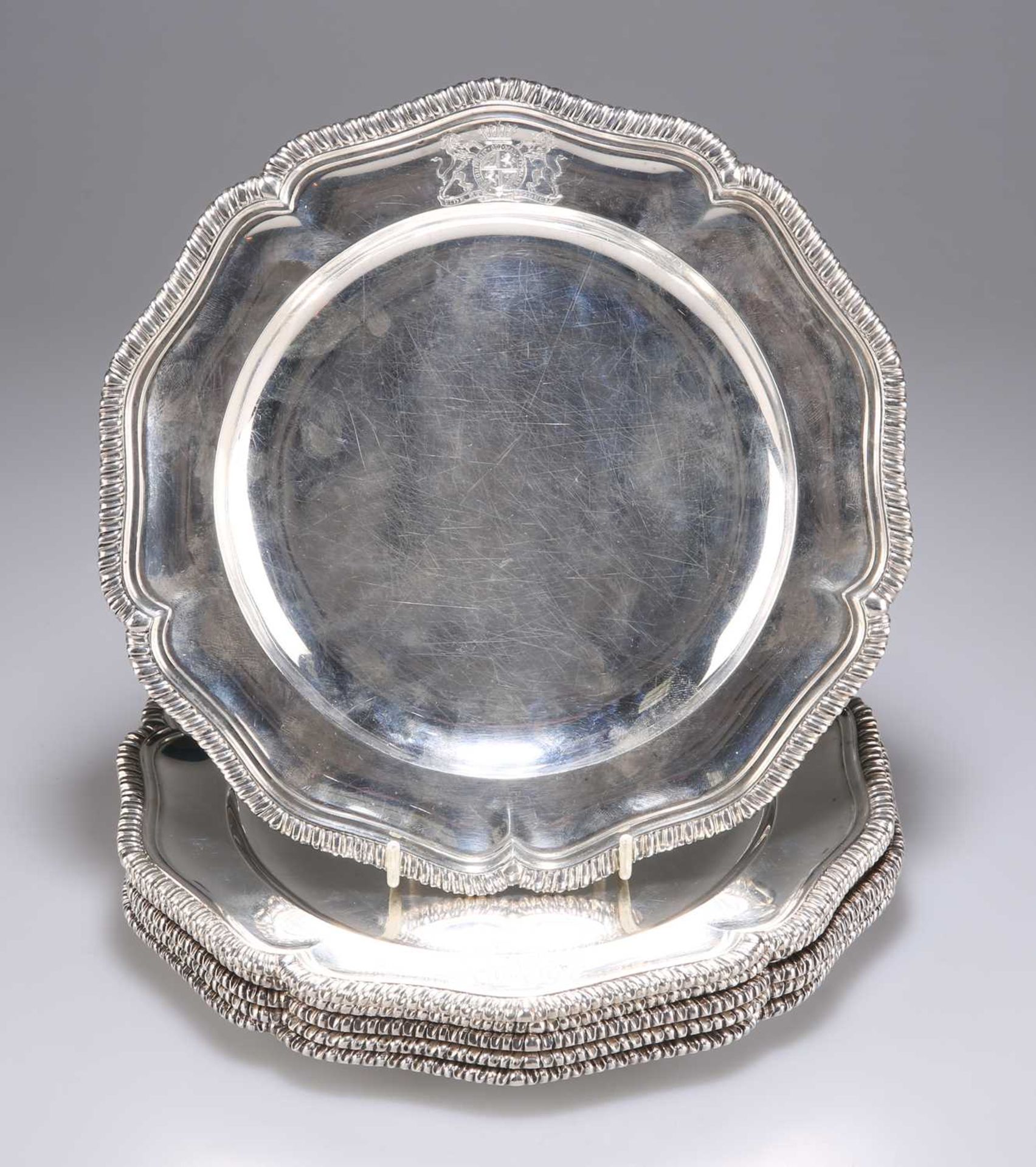 A SET OF SIX VICTORIAN SILVER DINNER PLATES