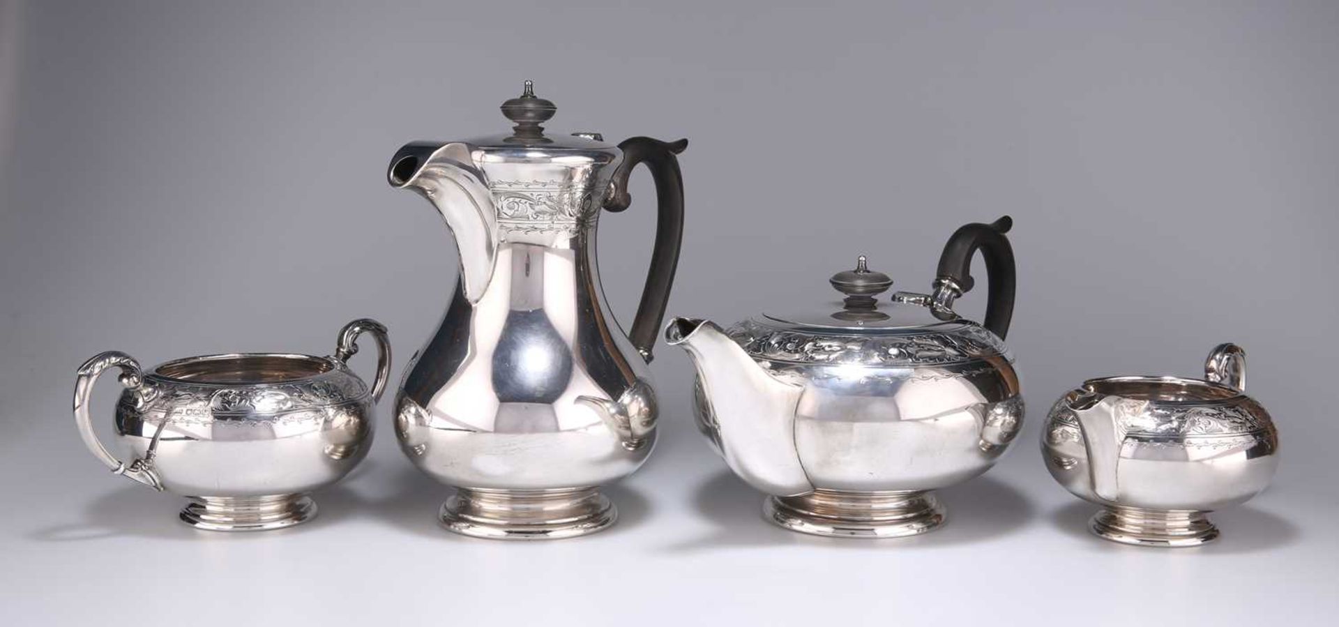 A GEORGE VI SILVER FOUR-PIECE TEA SERVICE