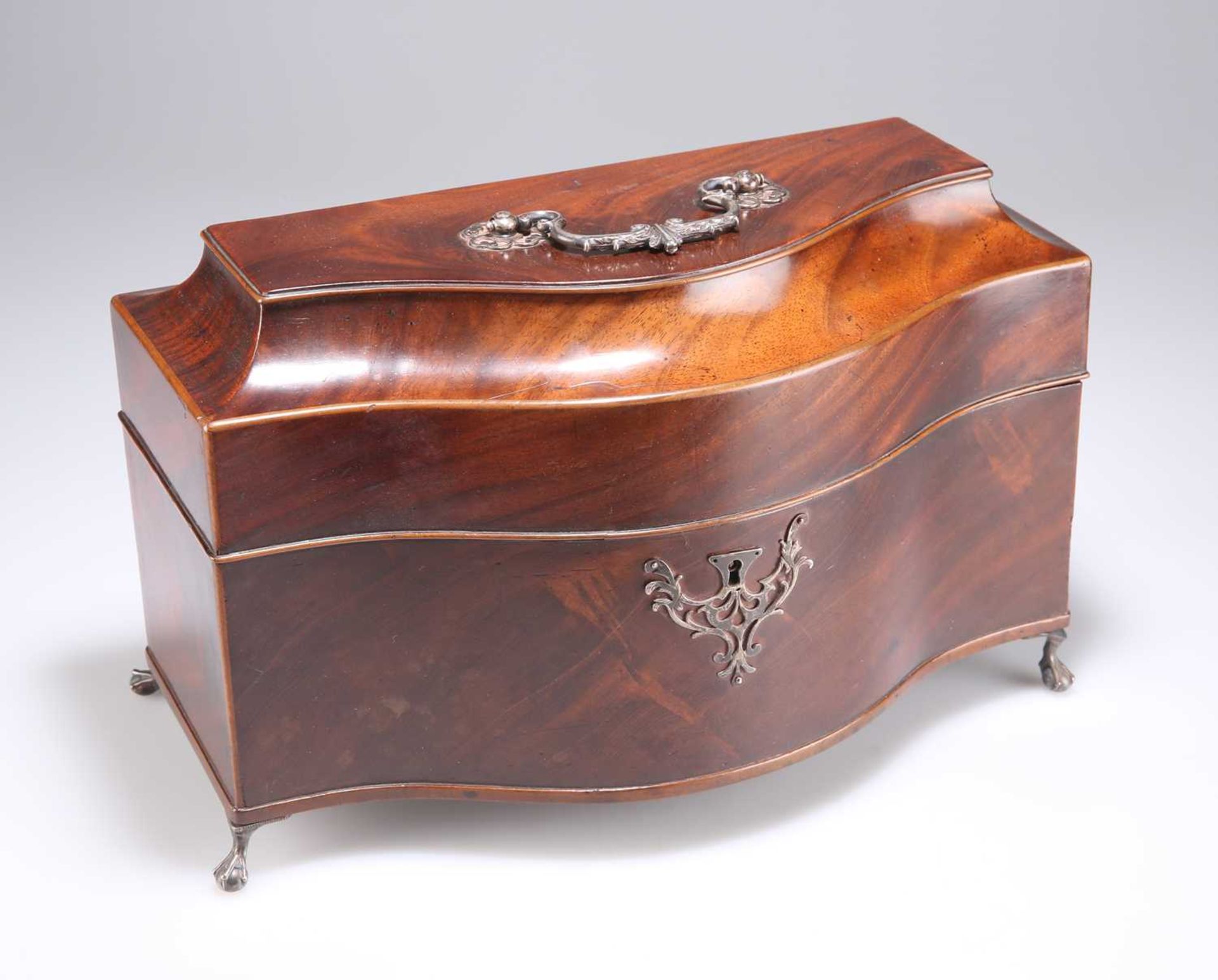 A CASED SET OF TWO GEORGE II SILVER TEA CADDIES AND A SUGAR BOX - Image 2 of 5