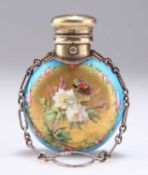 A VICTORIAN SILVER-GILT AND PORCELAIN SCENT FLASK