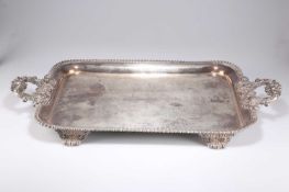 A VICTORIAN LARGE SILVER-PLATED TWO-HANDLED TRAY