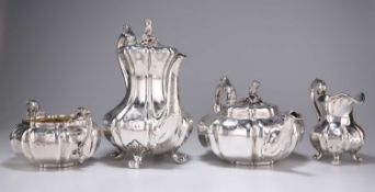 A FINE EARLY VICTORIAN SILVER FOUR-PIECE TEA AND COFFEE SERVICE