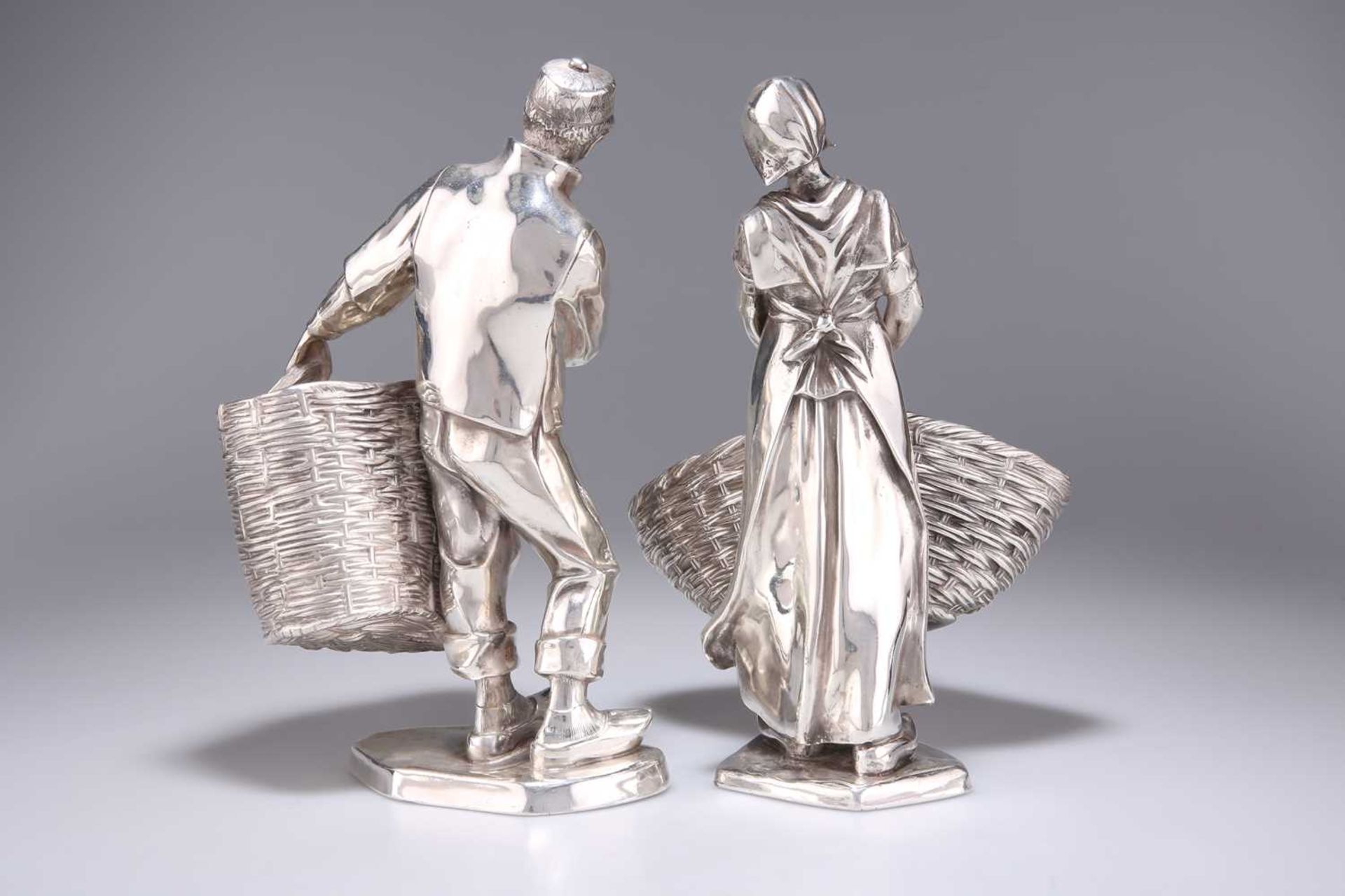 A PAIR OF GERMAN ELECTRO-PLATED FIGURAL TABLE BASKETS - Image 2 of 3