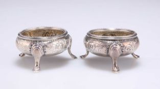 A PAIR OF LATE VICTORIAN SILVER OPEN SALTS