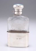 A GEORGE V SILVER AND GUILLOCHÉ ENAMEL-MOUNTED SPIRIT FLASK