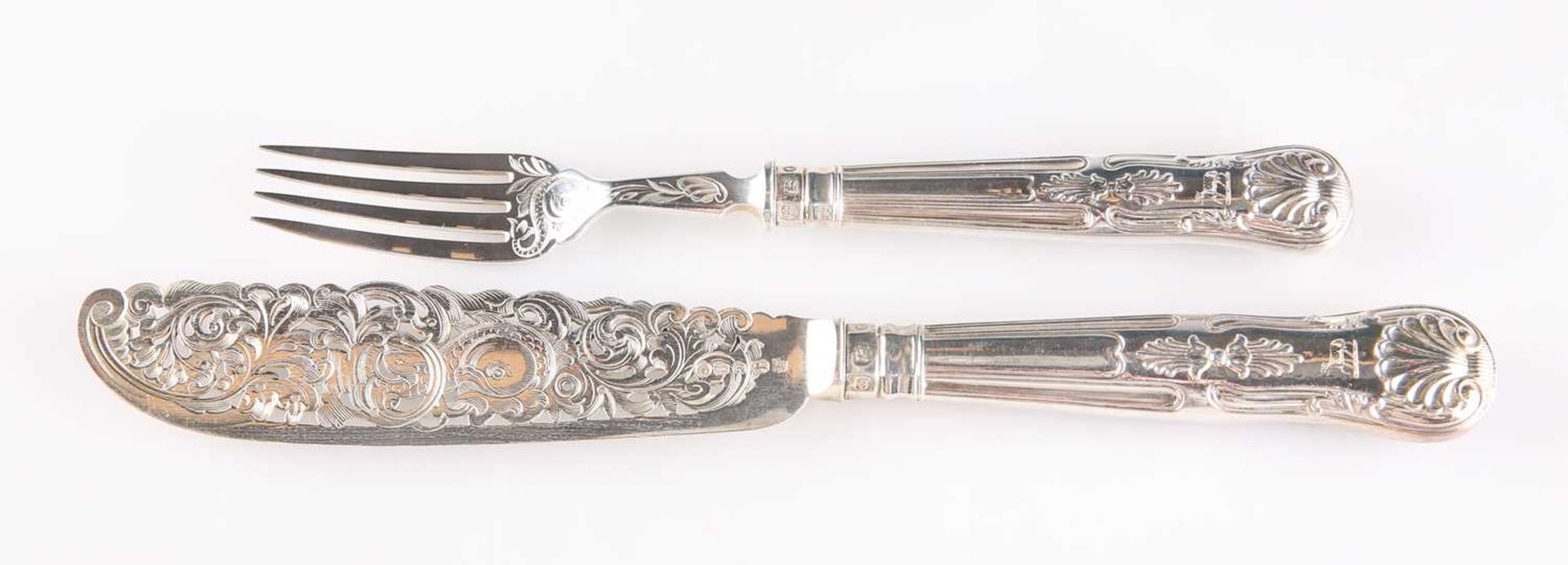 A VICTORIAN SILVER FISH SERVICE, FOR 12 PERSONS - Image 2 of 13