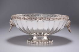 A LATE VICTORIAN SILVER-PLATED TWO-HANDLED FLUTED BOWL