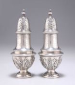 A PAIR OF VICTORIAN SILVER CASTERS