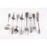 A MIXED GROUP OF SILVER FLATWARE, WILLIAM IV AND LATER