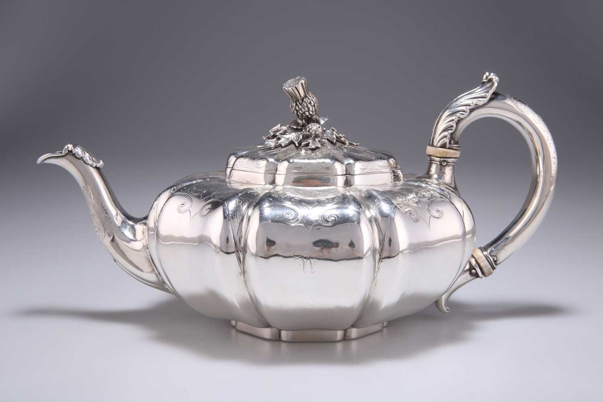 A FINE EARLY VICTORIAN SILVER FOUR-PIECE TEA AND COFFEE SERVICE - Image 3 of 5
