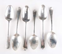 SIX GEORGIAN SILVER HANOVERIAN PICTURE-BACK TABLESPOONS