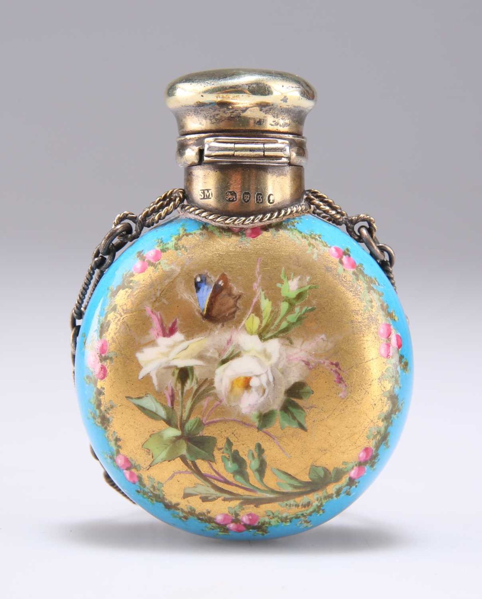A VICTORIAN SILVER-GILT AND PORCELAIN SCENT FLASK - Image 2 of 2