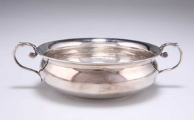 A LATE VICTORIAN SILVER SHALLOW TWO-HANDLED BOWL