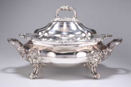 AN OLD SHEFFIELD PLATE SOUP TUREEN, MID-19TH CENTURY
