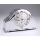 AN ART DECO FRENCH SILVER-PLATED MANTEL CLOCK, CIRCA 1930