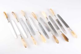 A SET OF TWELVE GEORGE III SILVER AND AGATE-HANDLED DESSERT KNIVES